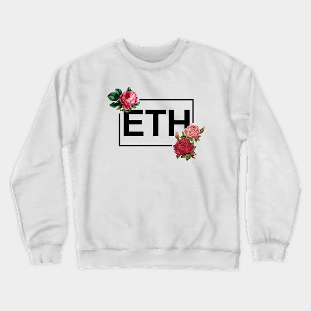 Ethereum Rose Border Black Crewneck Sweatshirt by felixbunny